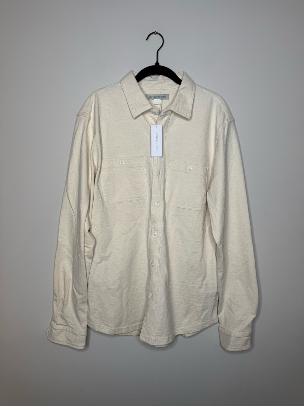 Outerknown Off-White/Cream Casual Button-Down Shirt